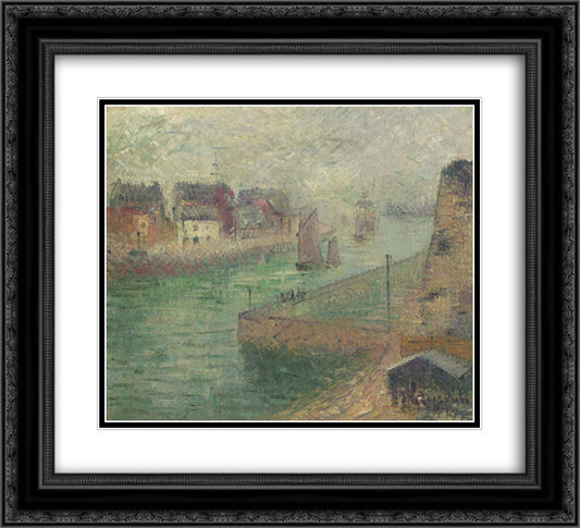 Port at Dieppe in Fog 22x20 Black Ornate Wood Framed Art Print Poster with Double Matting by Loiseau, Gustave