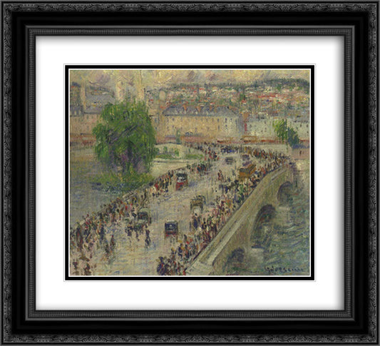 Port Corneille at Rouen 22x20 Black Ornate Wood Framed Art Print Poster with Double Matting by Loiseau, Gustave