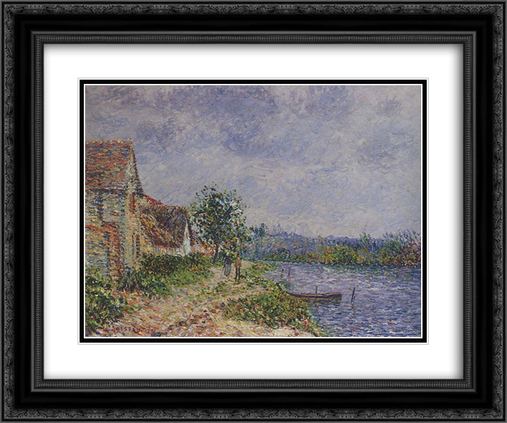 Port Joie 24x20 Black Ornate Wood Framed Art Print Poster with Double Matting by Loiseau, Gustave