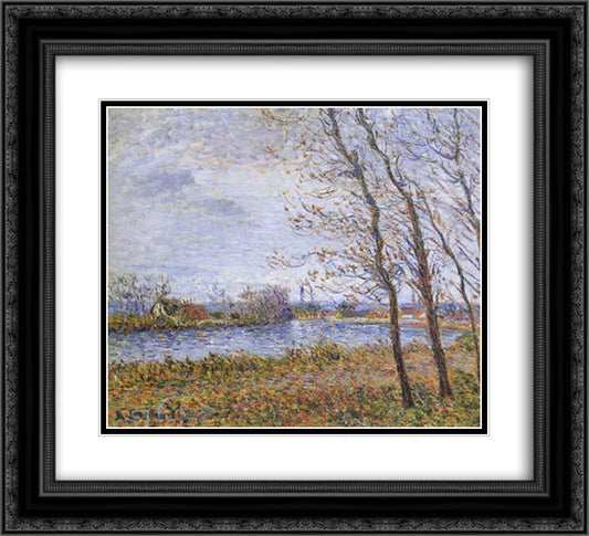 Port Pinche at the Turn of the Seine 22x20 Black Ornate Wood Framed Art Print Poster with Double Matting by Loiseau, Gustave