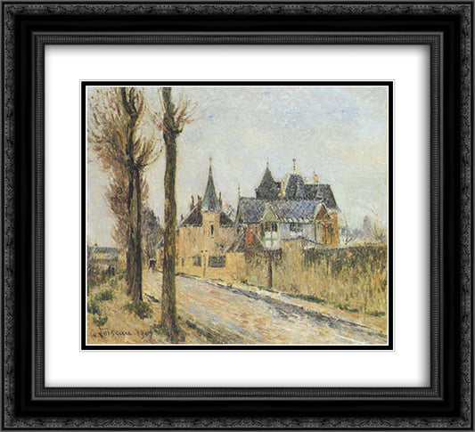 Pothius Quay in Pontoise 22x20 Black Ornate Wood Framed Art Print Poster with Double Matting by Loiseau, Gustave