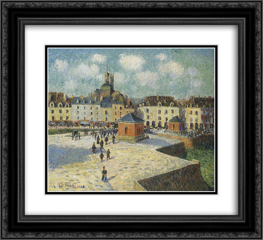 Quay at Dieppe 22x20 Black Ornate Wood Framed Art Print Poster with Double Matting by Loiseau, Gustave