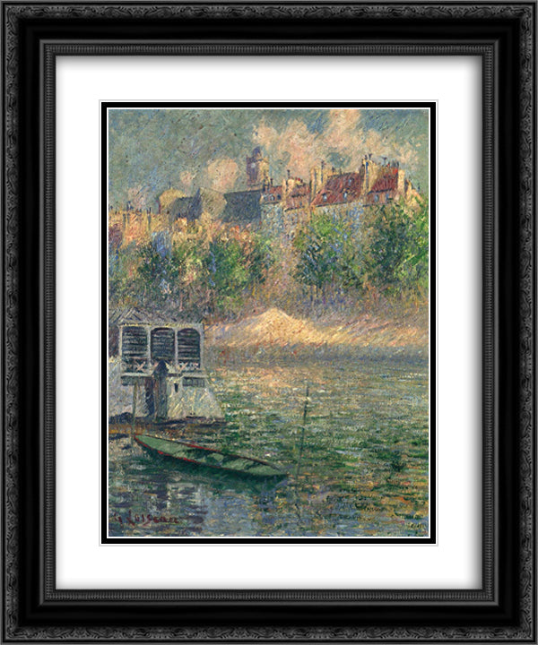 Quay of the Hotel Deville in Paris 20x24 Black Ornate Wood Framed Art Print Poster with Double Matting by Loiseau, Gustave