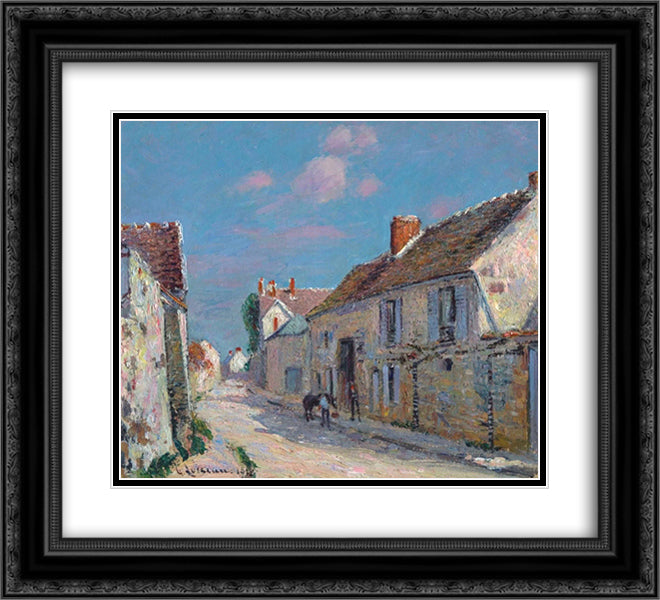 Rue a Ennery 22x20 Black Ornate Wood Framed Art Print Poster with Double Matting by Loiseau, Gustave