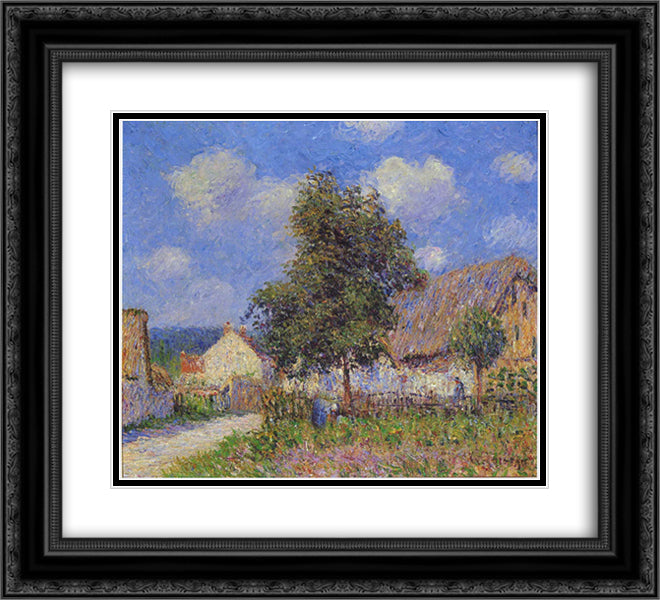 Small Farm at Vaudreuil 22x20 Black Ornate Wood Framed Art Print Poster with Double Matting by Loiseau, Gustave