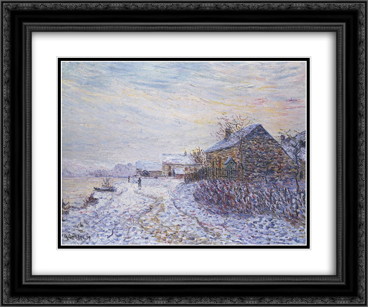 Snow Rifts Near the Seine 24x20 Black Ornate Wood Framed Art Print Poster with Double Matting by Loiseau, Gustave