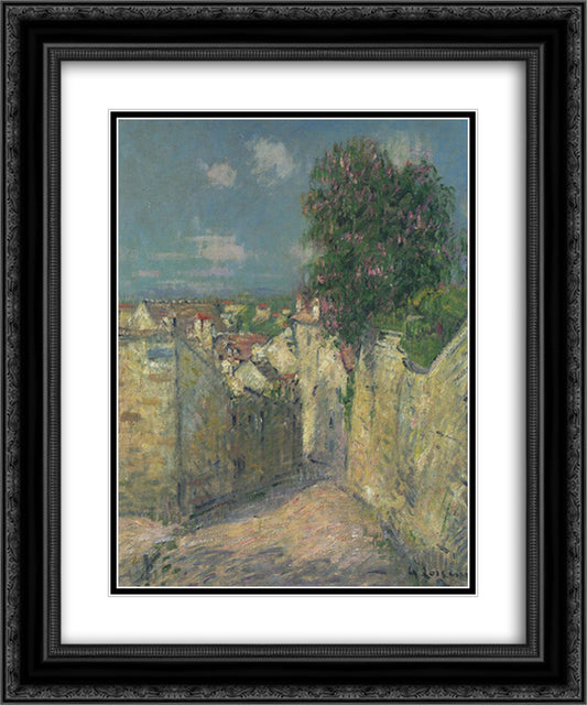 Street in Pontoise 20x24 Black Ornate Wood Framed Art Print Poster with Double Matting by Loiseau, Gustave