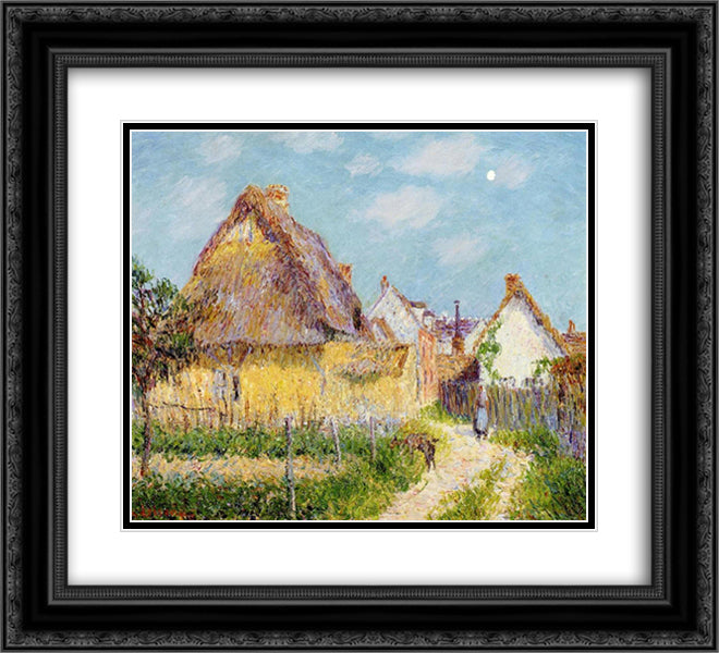 Thatched Cottage 22x20 Black Ornate Wood Framed Art Print Poster with Double Matting by Loiseau, Gustave