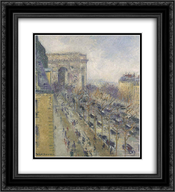 The Arc de Triomphe Friedland Avenue 20x22 Black Ornate Wood Framed Art Print Poster with Double Matting by Loiseau, Gustave