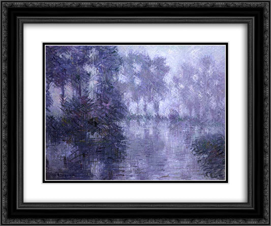 The Banks of the Eure 24x20 Black Ornate Wood Framed Art Print Poster with Double Matting by Loiseau, Gustave