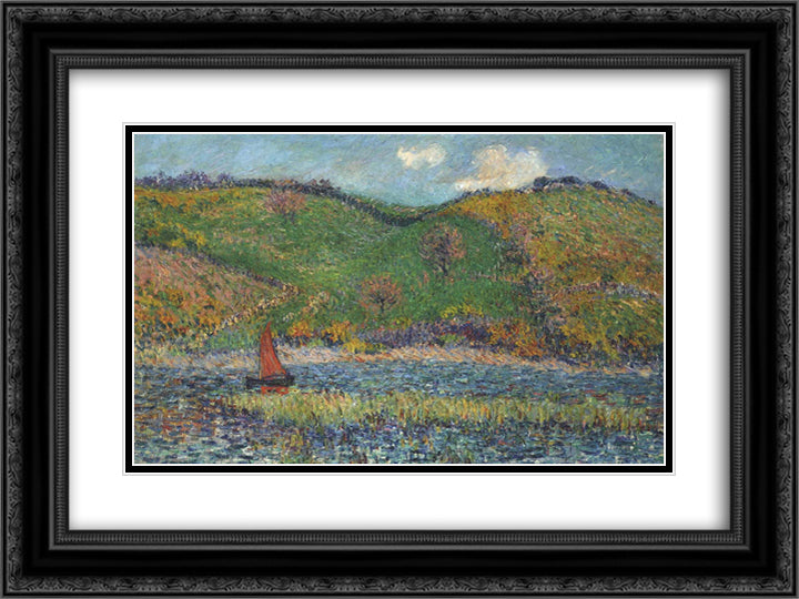 The Belon River 24x18 Black Ornate Wood Framed Art Print Poster with Double Matting by Loiseau, Gustave