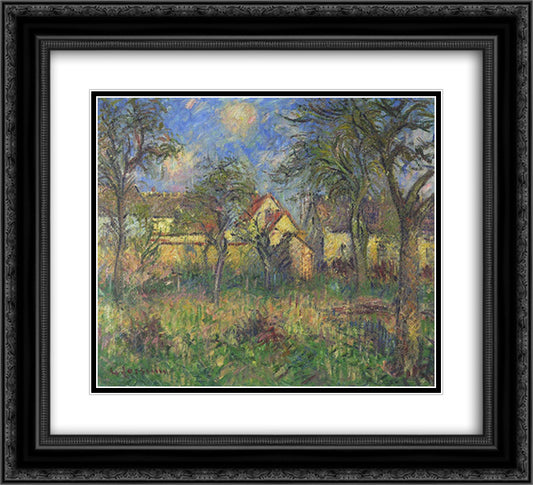 The Garden 22x20 Black Ornate Wood Framed Art Print Poster with Double Matting by Loiseau, Gustave