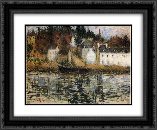 The Quay at Pont Aven 24x20 Black Ornate Wood Framed Art Print Poster with Double Matting by Loiseau, Gustave