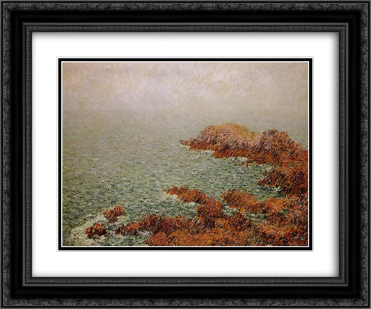 The Red Rocks 24x20 Black Ornate Wood Framed Art Print Poster with Double Matting by Loiseau, Gustave