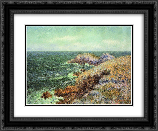 The Rocks of Saint Lunaire 24x20 Black Ornate Wood Framed Art Print Poster with Double Matting by Loiseau, Gustave