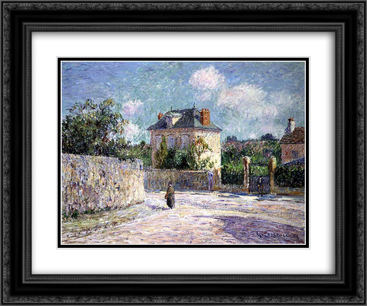 The Small Bourgeois House 24x20 Black Ornate Wood Framed Art Print Poster with Double Matting by Loiseau, Gustave