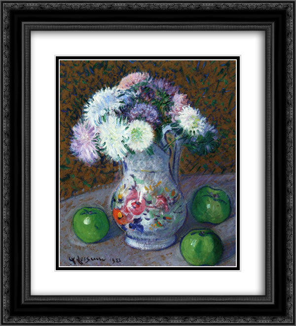 Vase of Flowers 20x22 Black Ornate Wood Framed Art Print Poster with Double Matting by Loiseau, Gustave