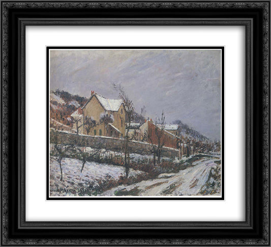 Village in Snow 22x20 Black Ornate Wood Framed Art Print Poster with Double Matting by Loiseau, Gustave