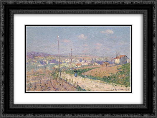 Village in Spring 24x18 Black Ornate Wood Framed Art Print Poster with Double Matting by Loiseau, Gustave