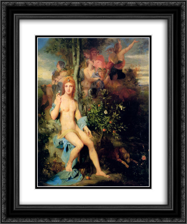 Apollo and The Nine Muses 20x24 Black Ornate Wood Framed Art Print Poster with Double Matting by Moreau, Gustave