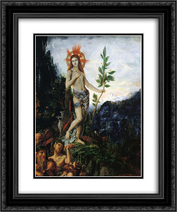 Apollo Receiving the Shepherds' Offerings 20x24 Black Ornate Wood Framed Art Print Poster with Double Matting by Moreau, Gustave