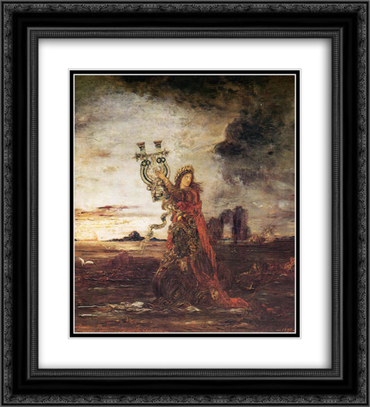 Arion 20x22 Black Ornate Wood Framed Art Print Poster with Double Matting by Moreau, Gustave