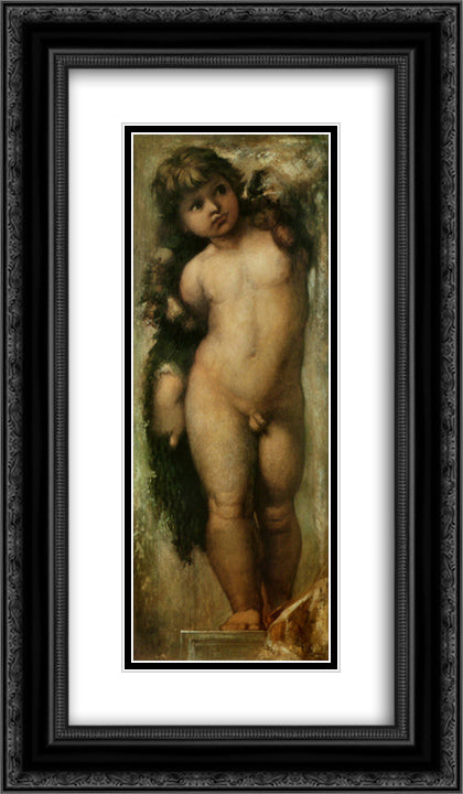Copy of Raphael's Cherub 14x24 Black Ornate Wood Framed Art Print Poster with Double Matting by Moreau, Gustave