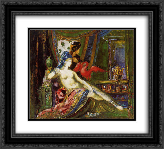 Dalila 22x20 Black Ornate Wood Framed Art Print Poster with Double Matting by Moreau, Gustave