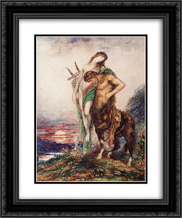 Dead poet borne by centaur 20x24 Black Ornate Wood Framed Art Print Poster with Double Matting by Moreau, Gustave