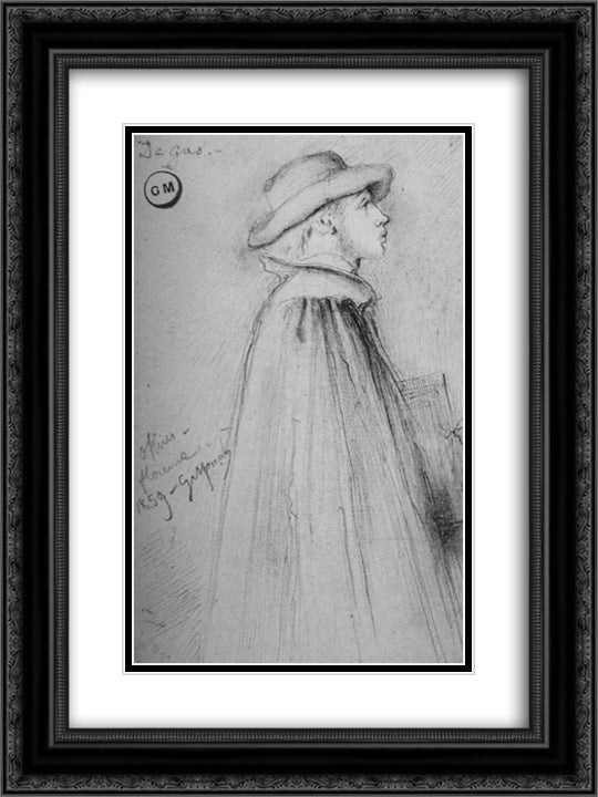 Degas portrait in the Uffizi 18x24 Black Ornate Wood Framed Art Print Poster with Double Matting by Moreau, Gustave