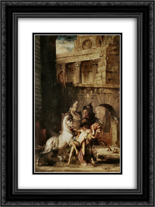 Diomedes Being Eaten by his Horses 18x24 Black Ornate Wood Framed Art Print Poster with Double Matting by Moreau, Gustave