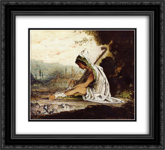 Giotto 22x20 Black Ornate Wood Framed Art Print Poster with Double Matting by Moreau, Gustave