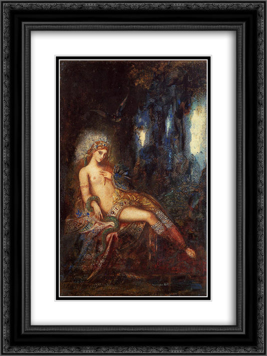 Goddess on the Rocks 18x24 Black Ornate Wood Framed Art Print Poster with Double Matting by Moreau, Gustave