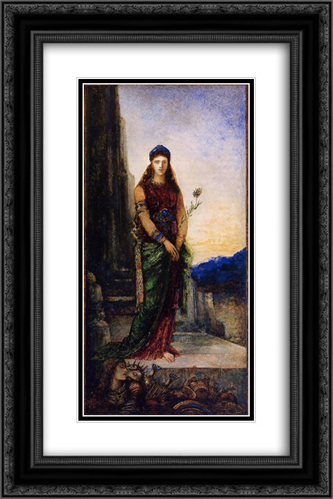 Helen on the Walls of Troy 16x24 Black Ornate Wood Framed Art Print Poster with Double Matting by Moreau, Gustave