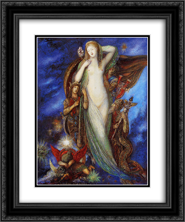 Helene glorifee 20x24 Black Ornate Wood Framed Art Print Poster with Double Matting by Moreau, Gustave