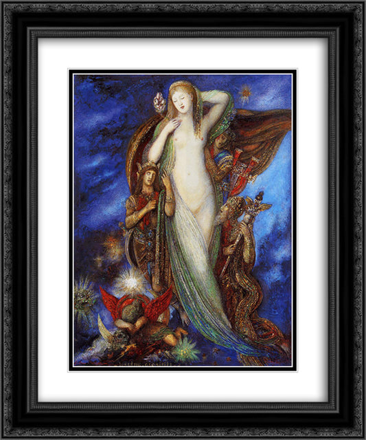 Helene glorifee 20x24 Black Ornate Wood Framed Art Print Poster with Double Matting by Moreau, Gustave