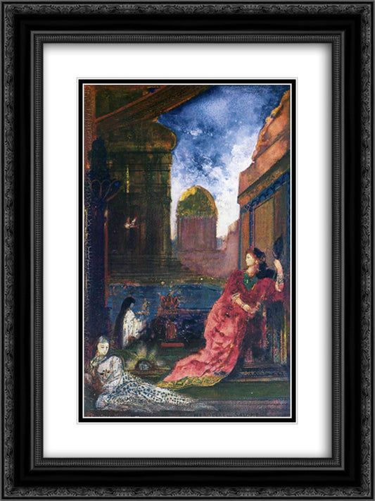 Heridias Salome 18x24 Black Ornate Wood Framed Art Print Poster with Double Matting by Moreau, Gustave