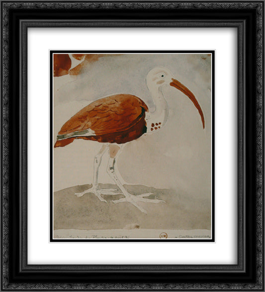 Ibis 20x22 Black Ornate Wood Framed Art Print Poster with Double Matting by Moreau, Gustave