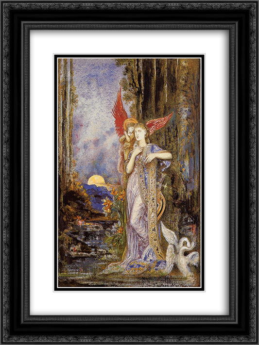 Inspiration 18x24 Black Ornate Wood Framed Art Print Poster with Double Matting by Moreau, Gustave