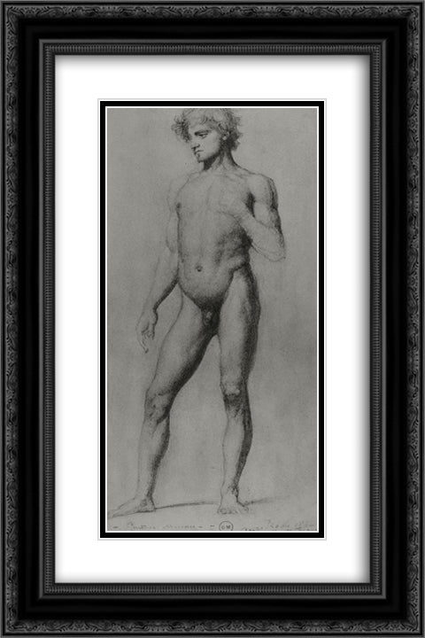 Male nude 16x24 Black Ornate Wood Framed Art Print Poster with Double Matting by Moreau, Gustave