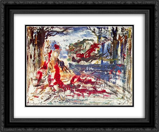 Near the Water 24x20 Black Ornate Wood Framed Art Print Poster with Double Matting by Moreau, Gustave
