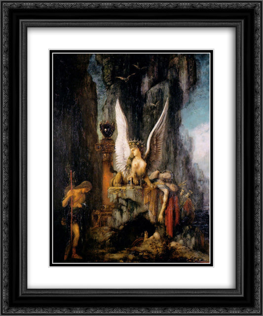 Oedipus the Wayfarer 20x24 Black Ornate Wood Framed Art Print Poster with Double Matting by Moreau, Gustave