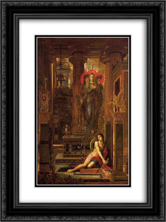 Orestes and the Erinyes 18x24 Black Ornate Wood Framed Art Print Poster with Double Matting by Moreau, Gustave