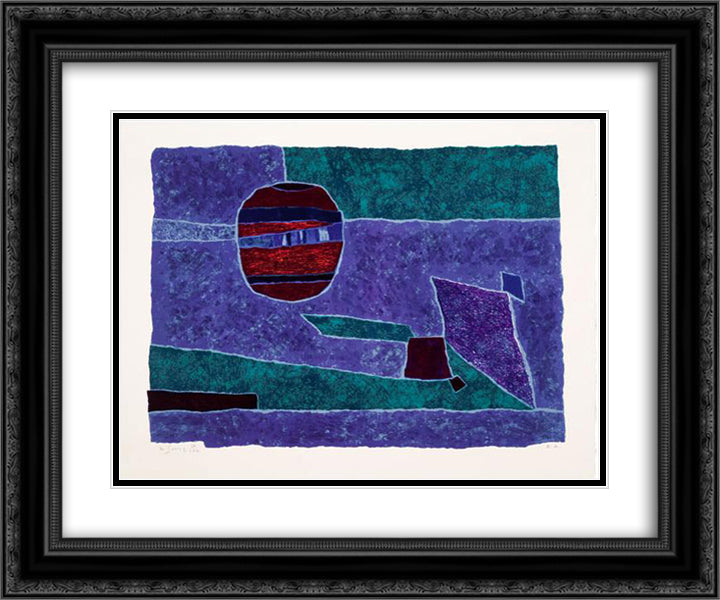 Bleu - violet 24x20 Black Ornate Wood Framed Art Print Poster with Double Matting by Singier, Gustave