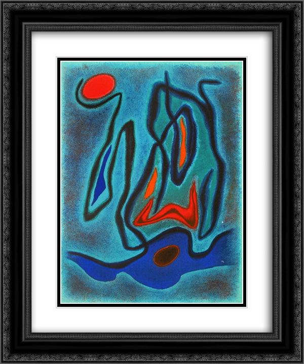 Composition on green bottom 20x24 Black Ornate Wood Framed Art Print Poster with Double Matting by Singier, Gustave