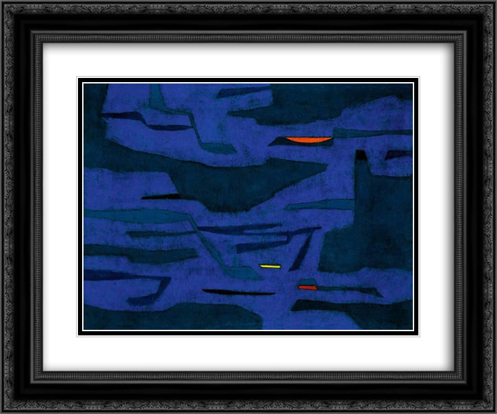 Provence - Port, Mistral, Nuit 24x20 Black Ornate Wood Framed Art Print Poster with Double Matting by Singier, Gustave