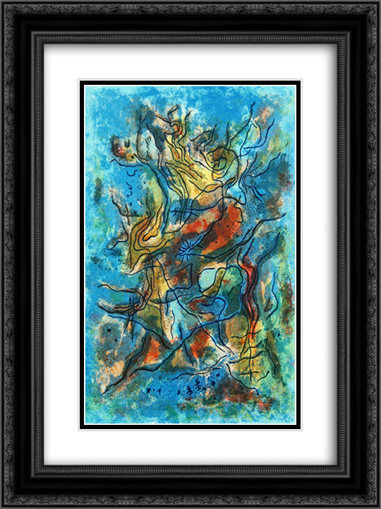 Un balcon en foret II 18x24 Black Ornate Wood Framed Art Print Poster with Double Matting by Singier, Gustave