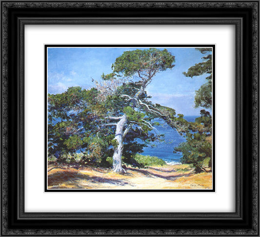 A Carmel Pine 22x20 Black Ornate Wood Framed Art Print Poster with Double Matting by Rose, Guy