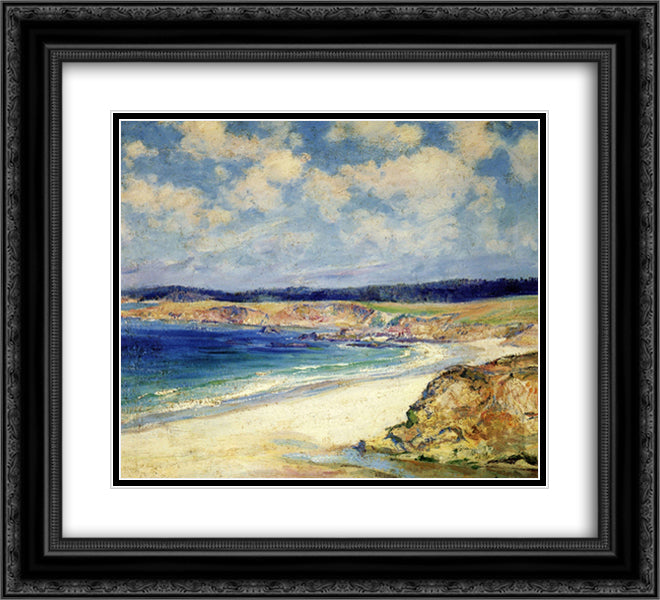 Carmel Beach 22x20 Black Ornate Wood Framed Art Print Poster with Double Matting by Rose, Guy