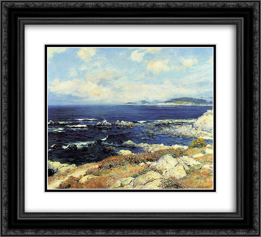 Carmel Coast 22x20 Black Ornate Wood Framed Art Print Poster with Double Matting by Rose, Guy